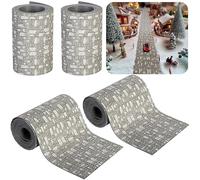 Iceyyyy 4 Pcs Cobblestone Road - 39 x 3.5 Inch Cuttable Christmas Landscape Road - Miniature Village Accessories for DIY Home Garden Street Decorations