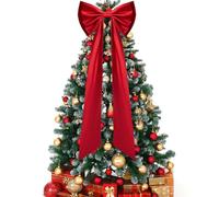 Iceyyyy 52.2 x 15.5 Inch Big Red Satin Bows Hanging Decor,Extra Large Red Satin Bow for Christmas Tree,Christmas Tree Topper Ornament Bows for Indoor Outdoor Garland Holiday Party Home Decor