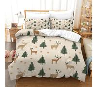 ICFGHJQRS Reindeer Snowflakes 3D Printed Duvet Cover Set Bedding Set,3pieces Quilt Cover Christmas Soft Microfiber,2 Pillowcases,Hidden Zipper,Young ManKing（220x240cm）