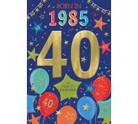 ICG 2025 40th Birthday Card - Happy Birthday Year You Were Born Card with Born in 1985 Balloons and Stars Design and Special Finishes - Birthday Cards for Men