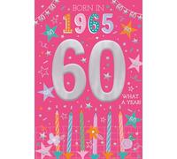 ICG 2025 60th Birthday Card - Happy Birthday Year You Were Born Card with Born in 1965 Candles and Stars Design and Special Finishes - Birthday Cards for Women