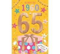 ICG 2025 65th Birthday Card - Happy Birthday Year You Were Born Card with Born in 1960 Flowers and Stars Design and Special Finishes - Birthday Cards for Women