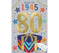 ICG 2025 80th Birthday Card - Happy Birthday Year You Were Born Card with Born in 1945 Confetti and Stars Design and Special Finishes - Birthday Cards for Men