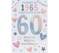 ICG 2025 Diamond Anniversary Card - 60 Years - Year You Were Married Card with Married in 1965 Love Heart Design and Special Finishes - Eco-Friendly Card for Couples, Both of You