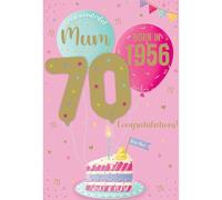 ICG 70th Birthday Card for a Wonderful Mum, Born in 1956 | Fun Facts Inside, Embossed Foil Finish, Illustrated Inner, Made in the UK