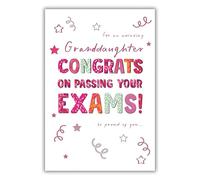 ICG Amazing Granddaughter Congratulations on Passing Your Exams Card - Bold & Colourful Design - Congratulations Card for Her - Embossed Foil Finish