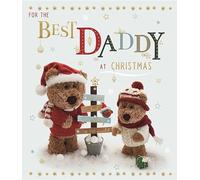 ICG Best Daddy Christmas Card - Two Barley Bears in Snow with an Embossed Foil Finish