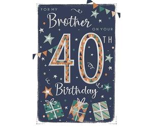 ICG Brother 40th Birthday Card - Pub Lunch Pints of Beer & Gold Foiled Writing 9" x 6"