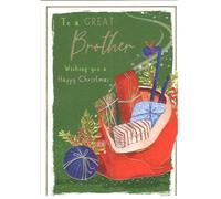 ICG Brother Christmas Card with Festive Design, 13.5 x 19.5 cm, Green