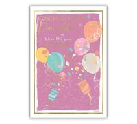 ICG Daughter Congratulations on Passing your Exams Card - Colourful Balloons & Confetti Design - Congratulations Card for Her - Embossed Foil Finish