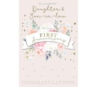 ICG First Anniversary Card for Daughter & Son-In-Law - 1 Year - Elegant Floral Design - Embossed Foil Finish - Premium Greeting Card with Envelope