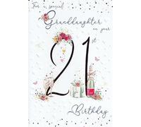 ICG Granddaughter 21st Birthday Card - Bottle of Bubbly with an Embossed Foil Finish