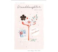 ICG Granddaughter Christmas Card, Floral Design, 15 x 23 cm