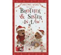 ICG Great Brother and Sister-in-Law Christmas Card - Barley Bear Couple and Christmas Tree Embossed with Foil Details