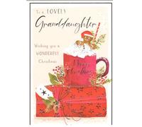 ICG Lovely Granddaughter Christmas Card with Red Cup Design, 13.5 x 19.5 cm