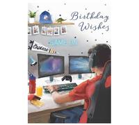 ICG Male Birthday Card - General Card for Men/Boys - Computer Gamer with Headphones and Snacks