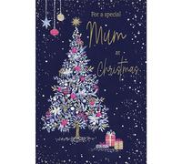 ICG Mum Christmas Card, Single - Christmas Cards with an Artistic Foliage Tree Design and Special Finish - Xmas Cards with Envelope