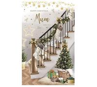 ICG Mum Christmas Card - Stockings on a Staircase with an Embossed Foil Finish