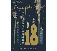 IC&G Nephew 18th Birthday Card - Happy Birthday Card for Men Age 18 with Contemporary Candle Design and an Embossed Foil Finish