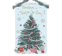 ICG Special Brother and Sister-in-Law Christmas Card - Festive Decorated Tree and Gifts with Embossed Foil