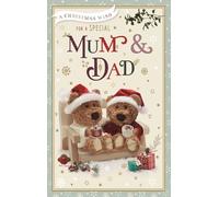 ICG Special Mum and Dad Christmas Card - Barley Bears with Hot Chocolates and Foil Details
