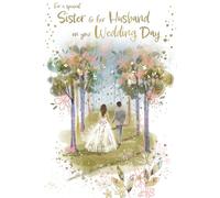 ICG Special Sister and Husband Wedding Congratulations Card - Wedding Congratulations Card with Artistic Floral Forest Walk Design and an Embossed Foil Finish