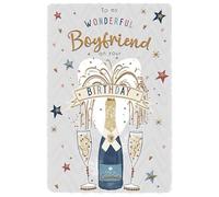 ICG Wonderful Boyfriend Birthday Card - Champagne Bottle with an Embossed Foil Finish