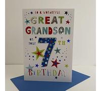 ICG Wonderful Great Grandson 7 Today Age 7 Birthday Card - Stars