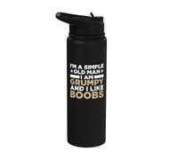 Ich bin EIN einfacher Alter Mann Ich bin grumprisch und Likes Breasts Stainless Steel Insulated Water Bottle