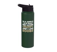 Ich bin EIN einfacher Alter Mann Ich bin grumprisch und Likes Breasts Stainless Steel Insulated Water Bottle