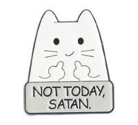 Ich Bin Feine Emaille Pins - Cat Brooch with "Kinder Nie Sterben Nicht Heute Satan" Motif, Normal, Non-precious metal