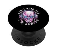 Ich kann Dich Nicht hören ich zocke Skull Nerd Gaming PopSockets Adhesive PopGrip