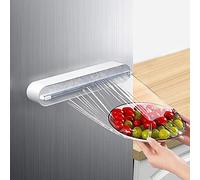 ICH Magnetic Plastic Wrap Dispenser with Cutter Contains a 12" X 328' Roll of BPA Free Food Cling Film, Reusable Kitchen Plastic Wrap Organizer