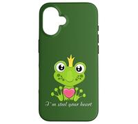 Ich stähle dein Herz, cute frog king with heart and crown Case for iPhone 16