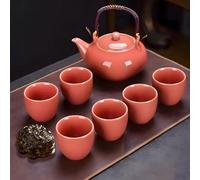 ICHAG Japanese Tea Set, Tea Sets for Adults, Porcelain Teapot Set with Tea Pet, Traditional Japanese Tea Pot, Teapots and Cups Set, Chinese Teapot for Outdoor Camping, Home, Gifting, Office (Pink)