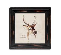 icheesday 8x8 Inch Rustic Wooden Picture Frame, Solid Wood Real Glass Photo Frame, Wall Mounted or Tabletop Display, Home Decor for Farmhouse Living Room Bedroom Gallery Wall(Black)