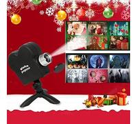 Ichele Window Projector Light, Star Shower 12 Movies Halloween Christmas Projection Lamp Show, Windows into Festive Movie Screens, Black, LCD or DLP, 3.5mm Jack, Touch Control