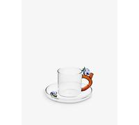 Ichendorf Ichendorf Blackberry-Embellished Glass Coffee Cup and Saucer Set