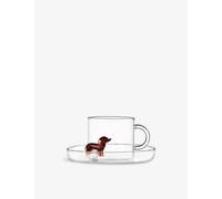 Ichendorf Ichendorf Dogs Bassotto Borosilicate-Glass Tea Cup and Saucer Set Multicolor