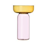 Ichendorf Milano Aura Collection, Amber and Pink Cylindrical Vase, H31 cm, Borosilicate Glass, Handmade