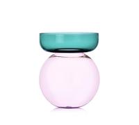 Ichendorf Milano Aura Collection Cylindrical Vase, Petroleum and Rose, H25 cm, Borosilicate Glass, Handmade