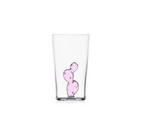 Ichendorf Milano Long Drink Pink Cactus Desert Plants Collection, 45 cl, Borosilicate Glass, Handmade
