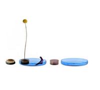 Ichendorf Milano Set of 2 Glass Trays + 1 Flower Frog in Brass, Pink and Light Blue, Kenzan Collection, Handmade