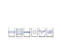 Ichendorf Milano Set of 6 Tumblers, Decò Blu Collection, 30 orosilicate Glass, Handmade