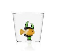 Ichendorf Milano Tumbler with Yellow Fish and Green Algae | Marine Garden Collection | 35cl | Borosilicate Glass | Handmade