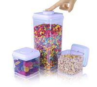 iChewie - BopTop (3pc Set) Airtight Food Storage Container - Mechanical Silicone Seal Canister - BPA-Free Stackable - 500ml / 500ml / 2500ml