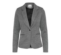 ICHI IHKATE Jacquard Women's Blazer Jacket Blazer with Lapel Collar Piping Pockets V-Neck 1 Button Shape Lightweight Elastic Slim Fit, Black/White Herringbone (203523), L