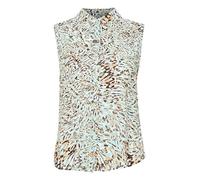 ICHI IHVERA TO5 Women's Short Blouse Shirt Sleeveless with Shirt Collar Patterned Regular Fit, Eggshell Blue AOP (202004), 14