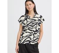 ICHI Linno Short Sleeve Linen Blend Shirt ANIMAL PRINT AMAZONITE