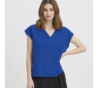 ICHI Linno V-Neck Short Sleeve Linen Blend Top AZALEA AMAZONITE